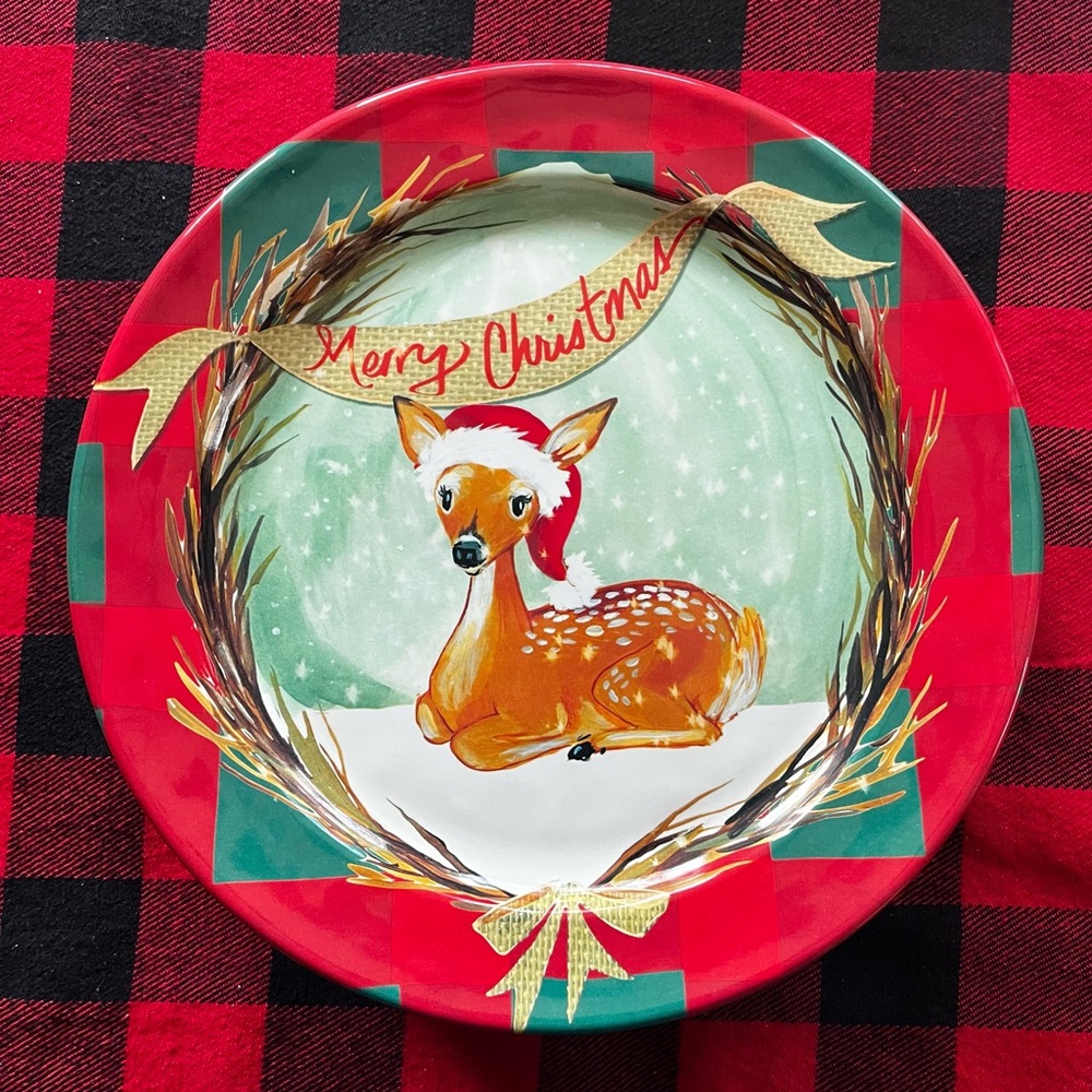 6 Pier 1 Imports Melamine  Christmas Deer Plates